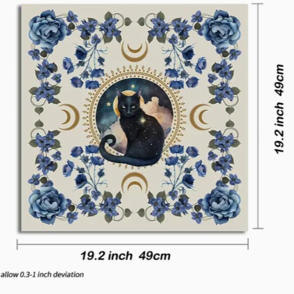 Enchanting Cat Tarot Reading Cloth Tapestry 19X19 NWT - Picture 2 of 2
